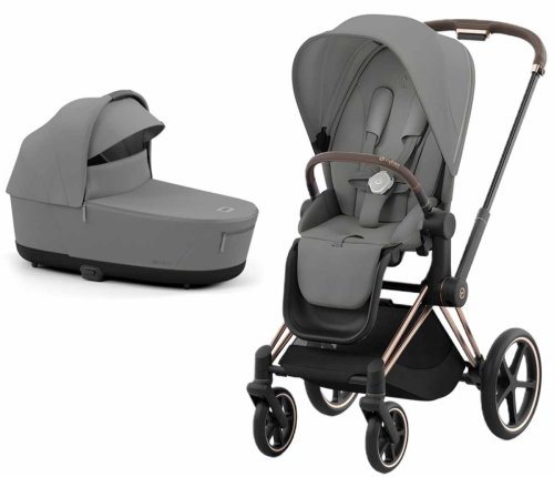 Cybex Коляска 2 в 1 Priam IV Rosegold / цвет Mirage Grey (серый), рама розовое золото